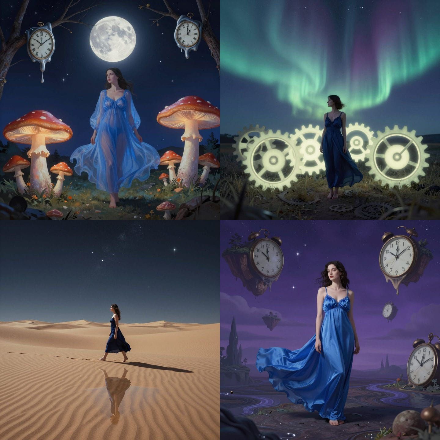 Surreal Blue Sky Night Dress