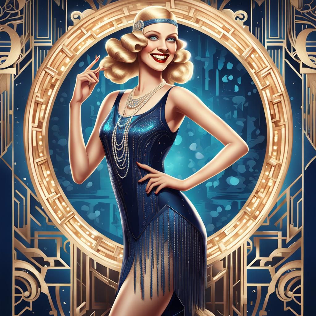 Art Deco Flapper Illustration in 1920s Style
