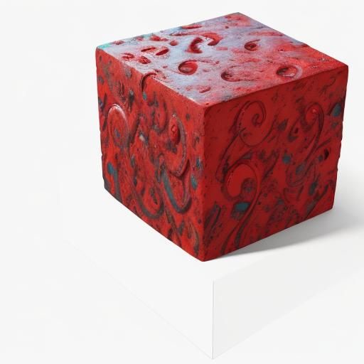 Square Strawberry in Mystical Garden, Surrealist Style