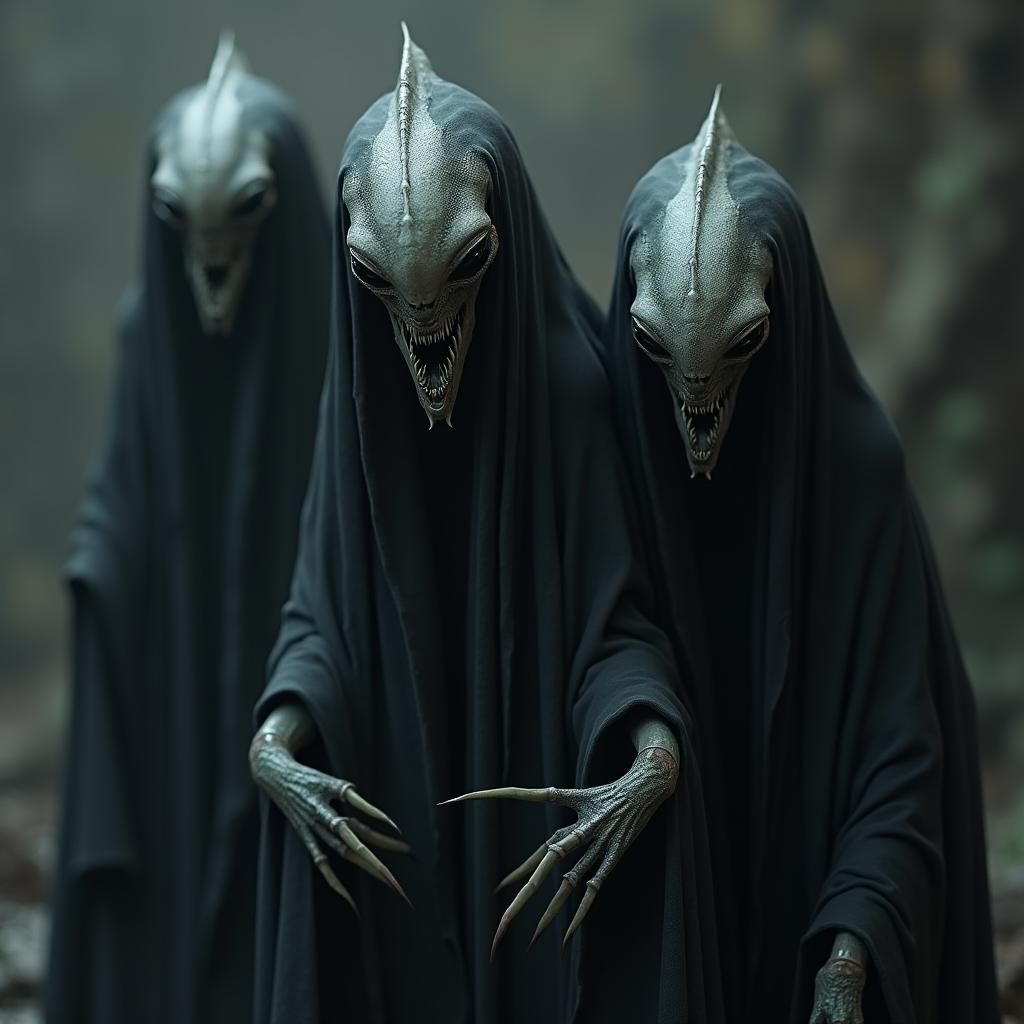Ethereal Grey Aliens in Spectral Sci-Fi Horror