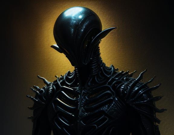 Alien Trapped in Sinful Webs: Hyper Realistic Oil Painting