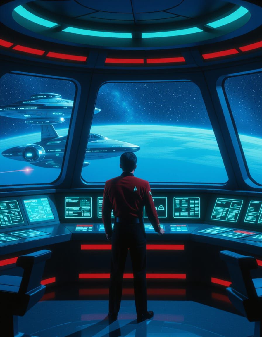 Starfleet Officer on Deep Space Nine in Matte Painting Style