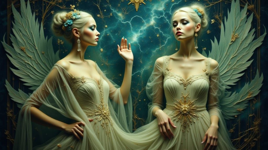 Ethereal Clairvoyants Revealing Future in Electric Mist