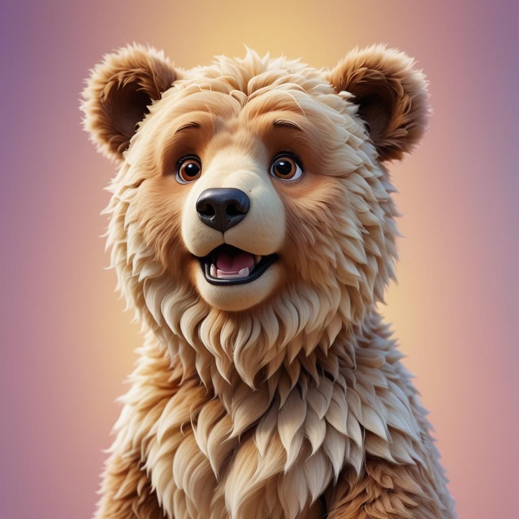 Adorable Bear Cub Portrait in Pixar-Inspired 3D Art