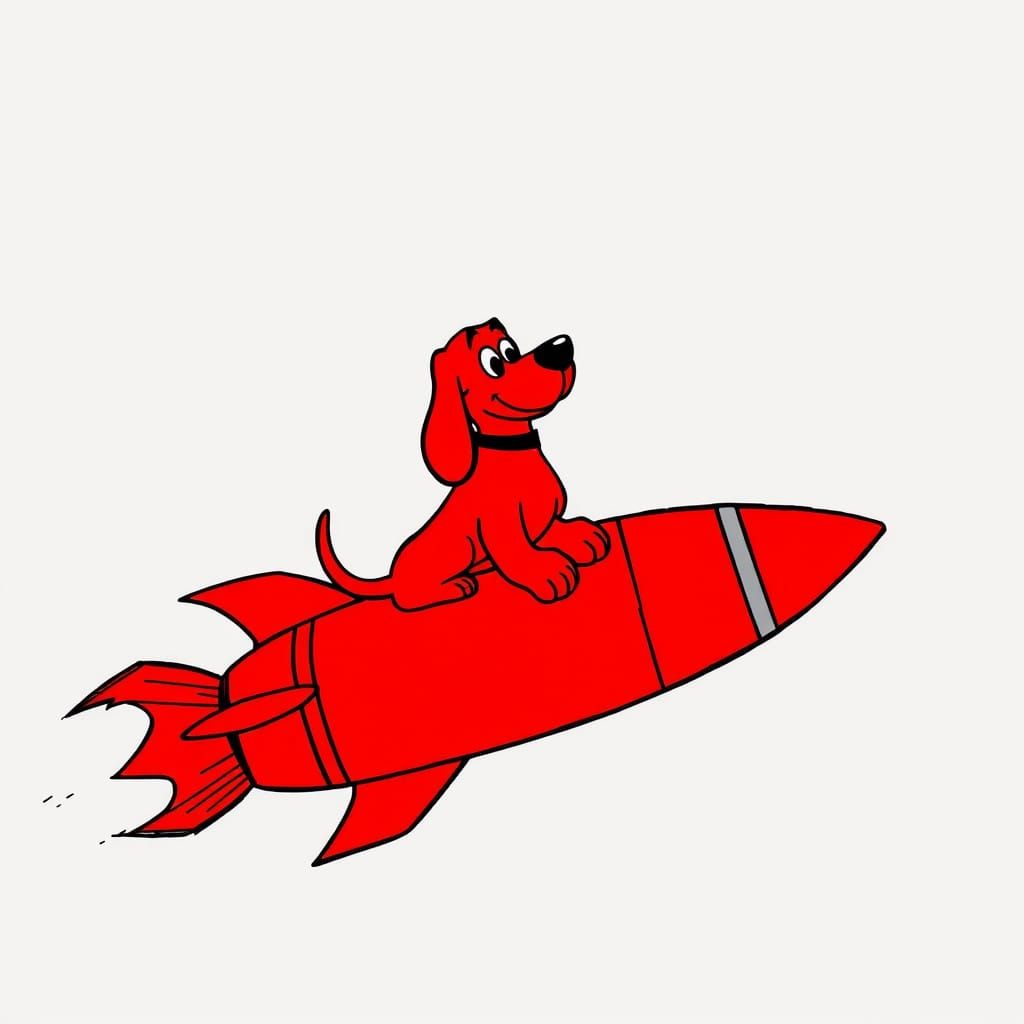 Clifford on a Rocket: Classic Cartoon Style