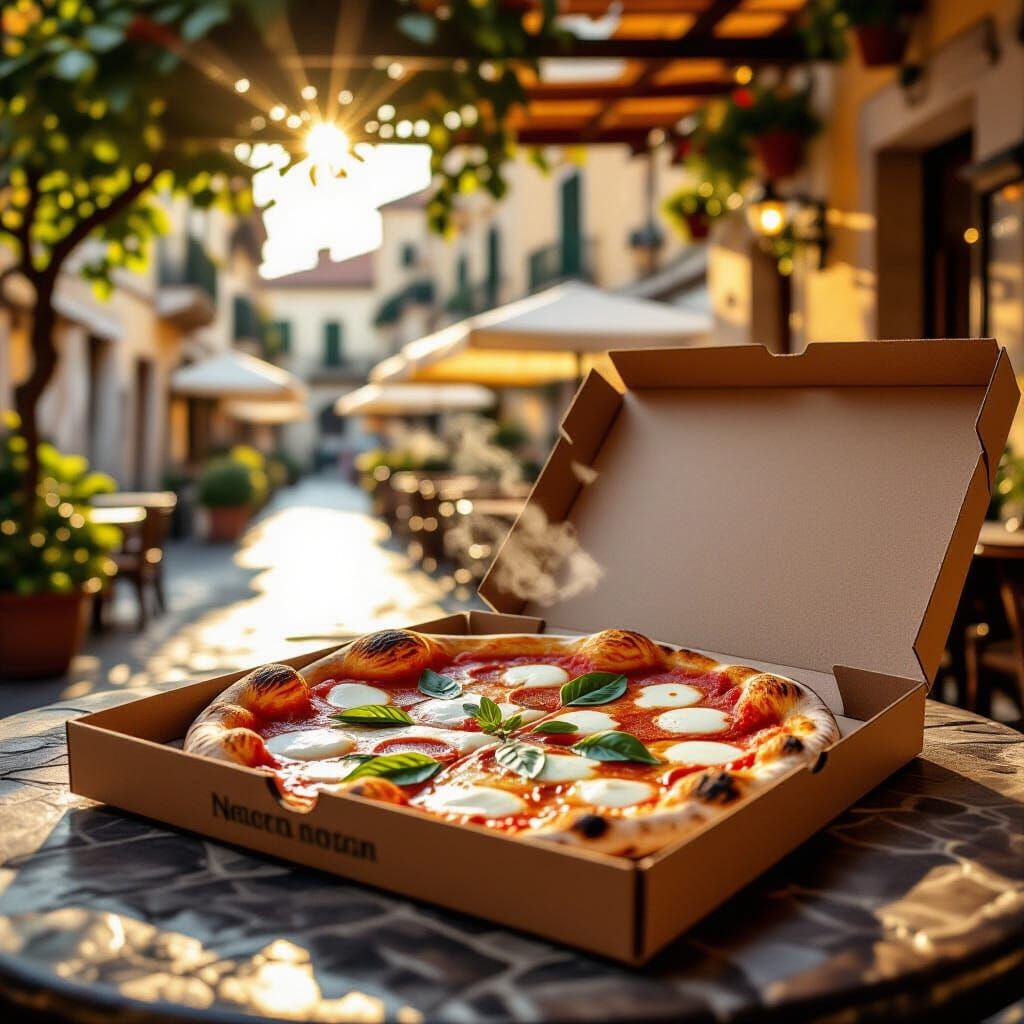 Fresh Neapolitan Pizza in Golden Hour Naples Light