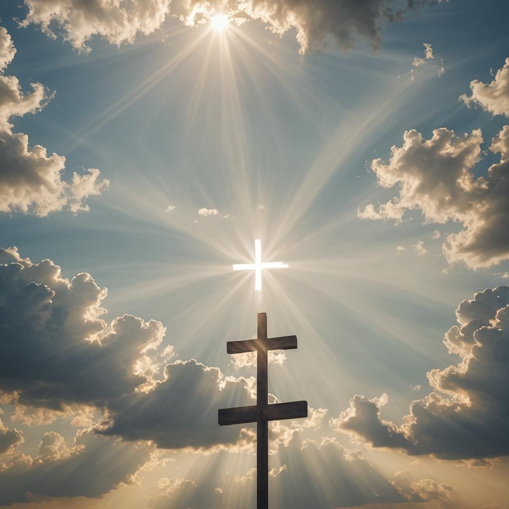 Heavenly Sunshine Illuminates 'X' in the Clouds