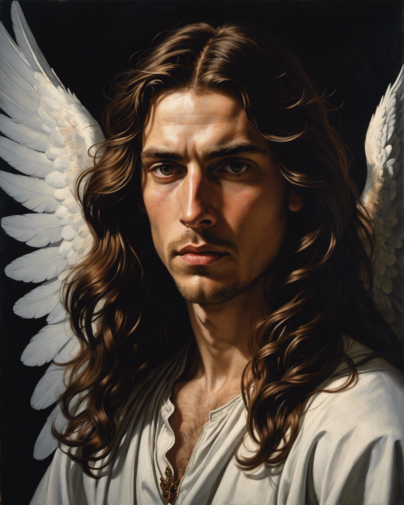 Majestic Guardian Angel Portrait in Clair Obscur Style