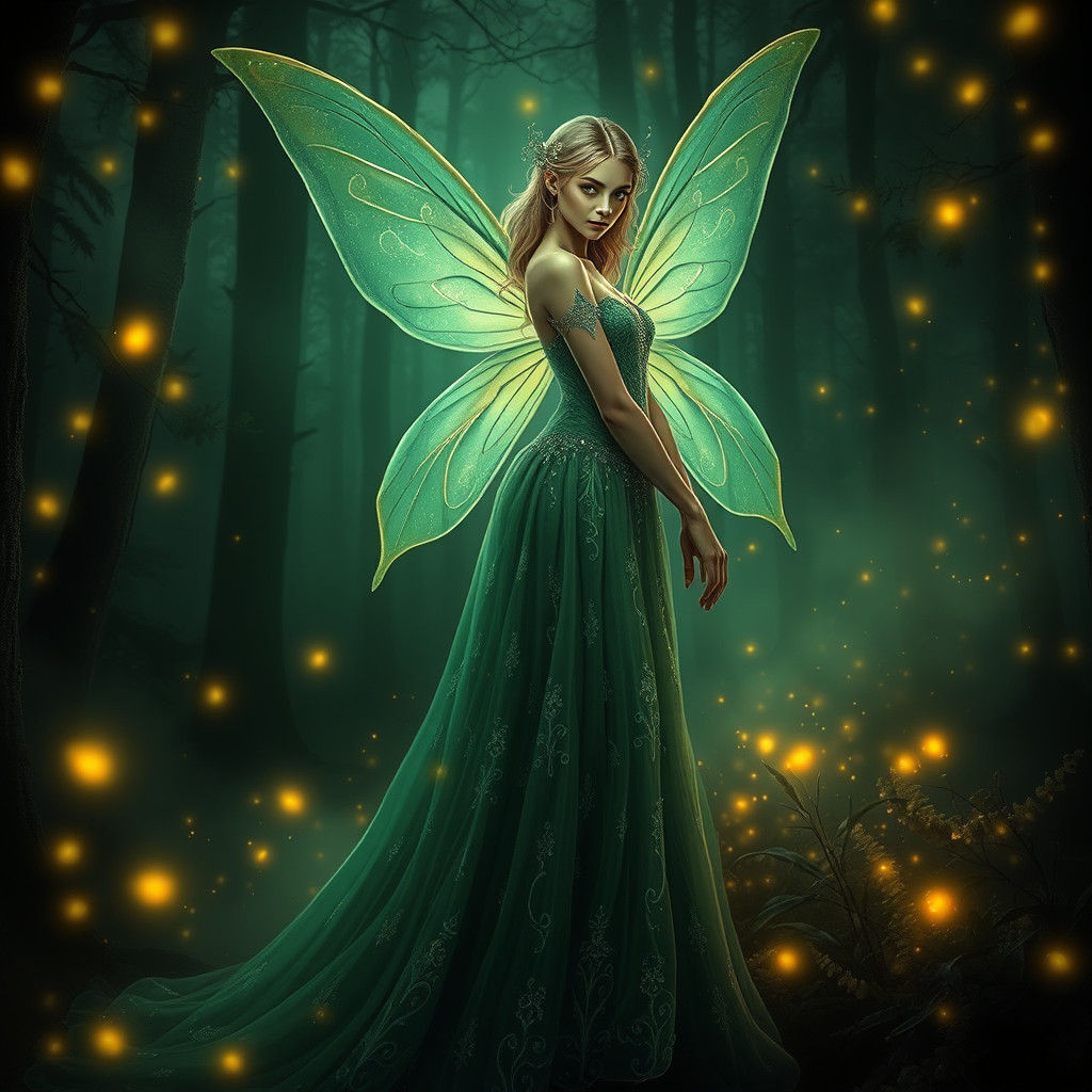 Enchanted Forest Fairy in Shimmering Gown