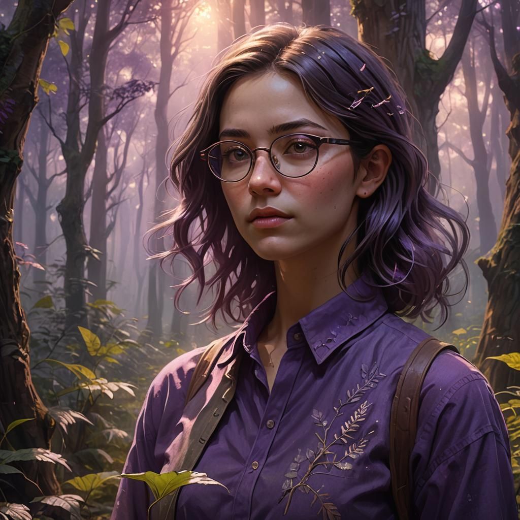 Mystical Forest Portrait of Woman in Spectacles