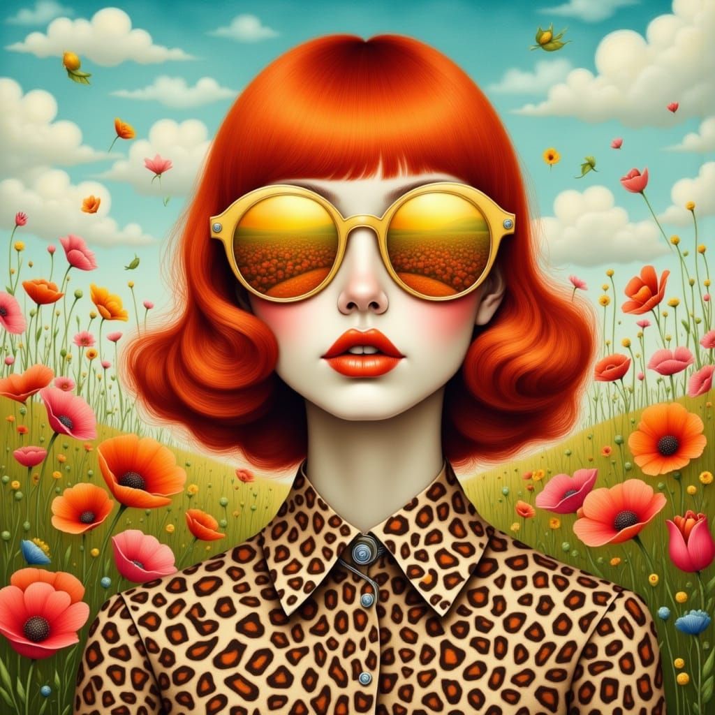 Pop Surreal Portrait with Floral Reflections