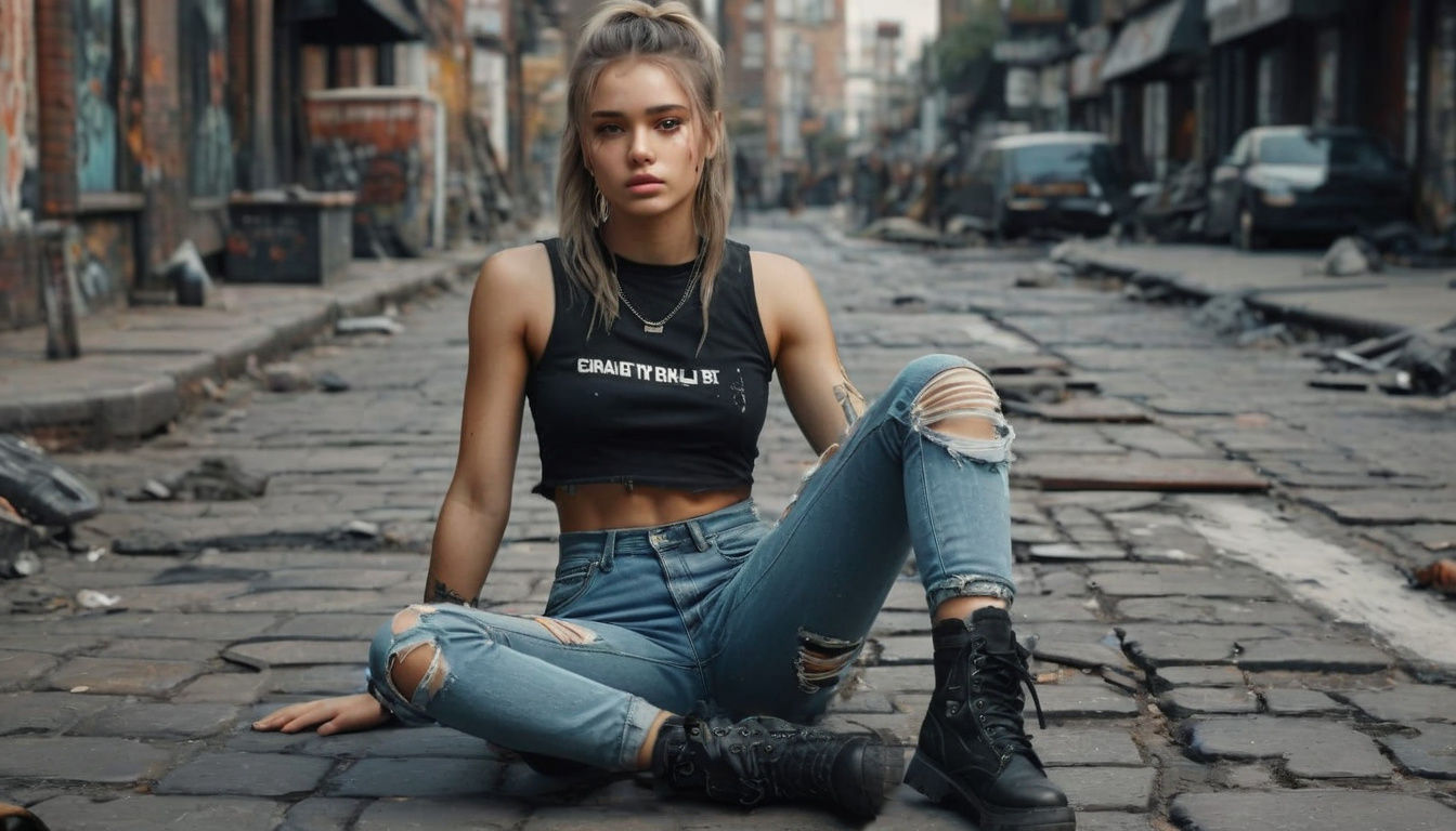 Beautiful model posing on the street (2)