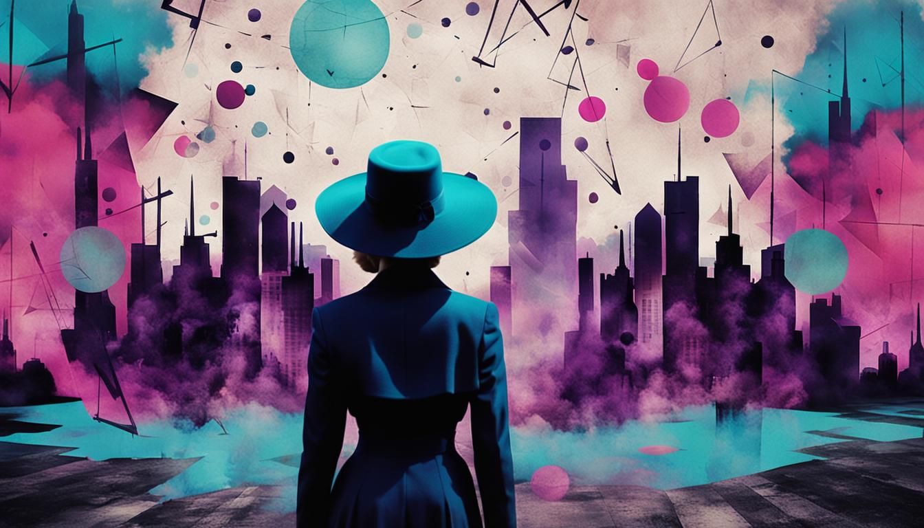 Woman in Surreal Cityscape: Cinematic Film Noir