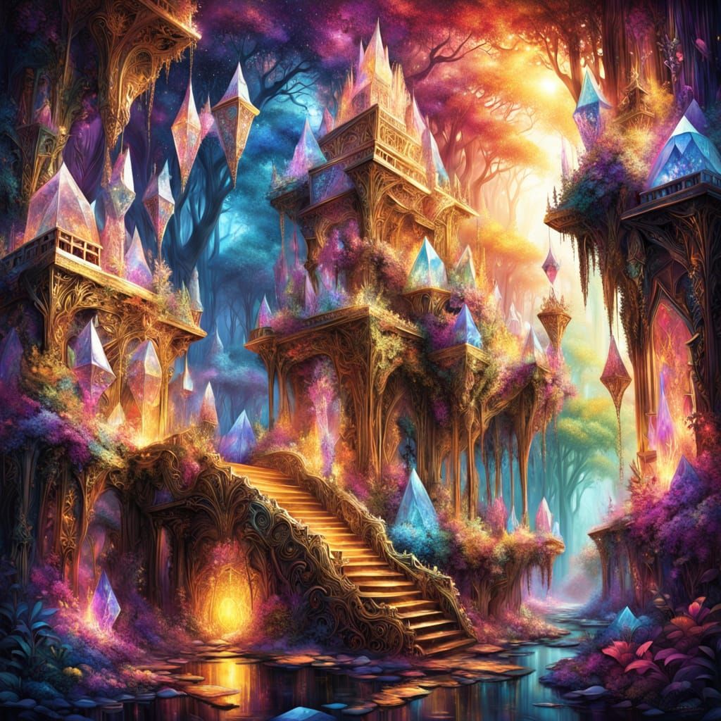 Crystal Palace in Vibrant Street Art Style