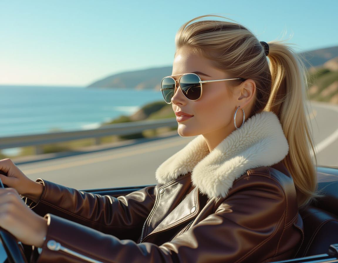 1970s Style Photo of Woman in Porsche 911