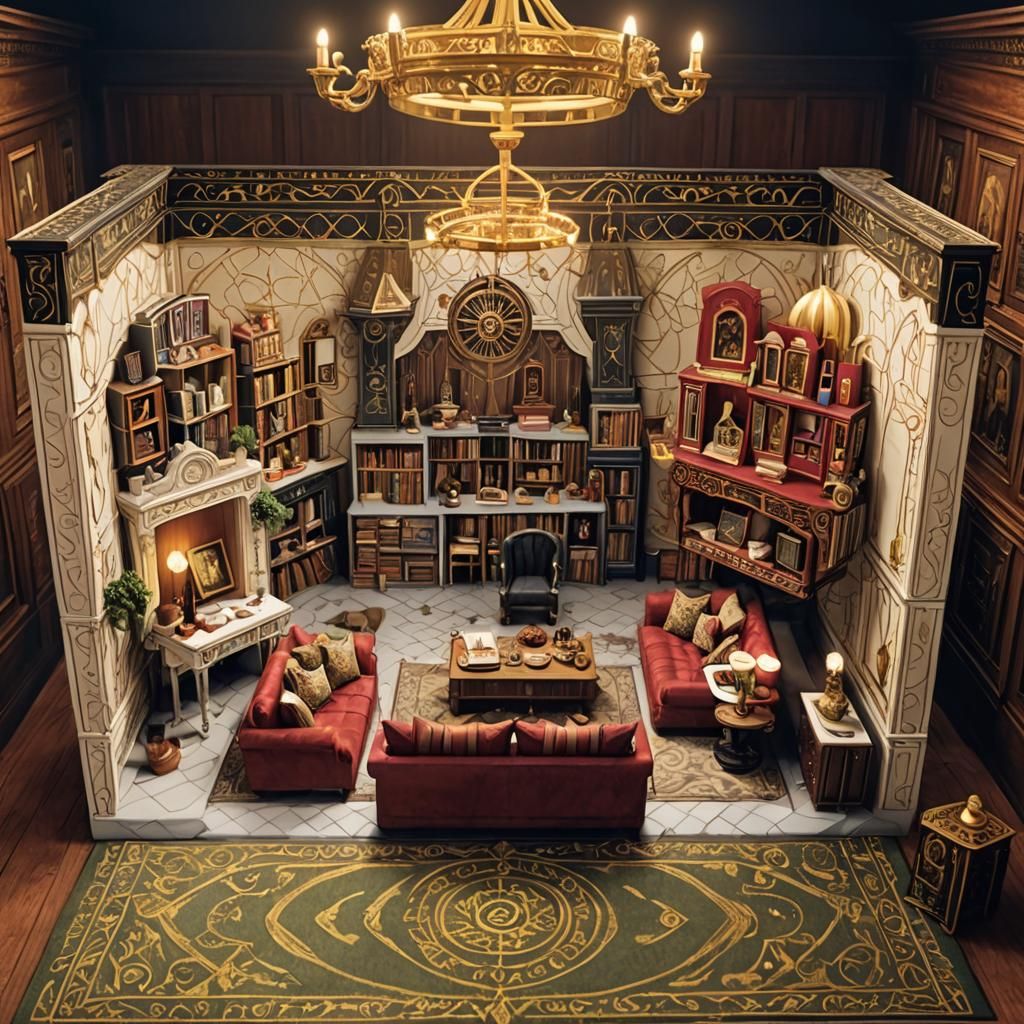Photorealistic Toy House Interior in a Luxurious Living Room