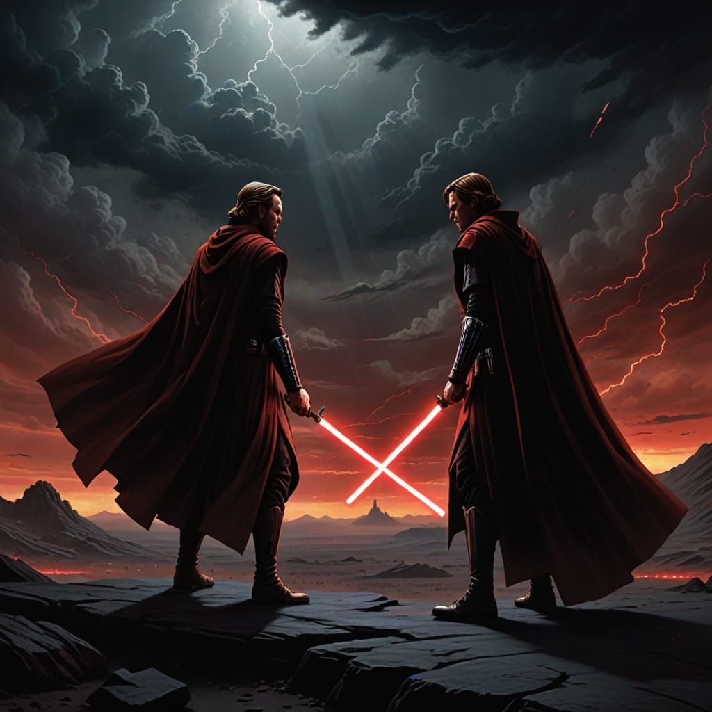 Sith Lords Obi-Wan and Anakin in Dark Fantasy Concept Art