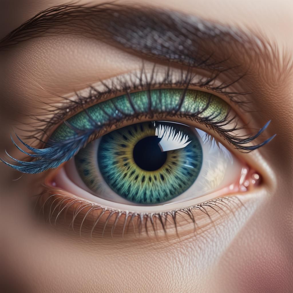 Hyper-Realistic Woman's Eye Portrait in Macro Photography