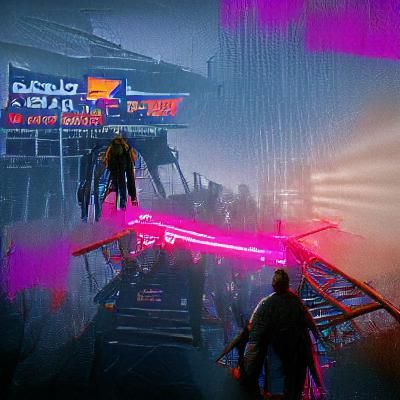 Cyberpunk Cityscape at Night in Neon Style