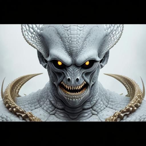 Petrified Diver Confronts Colossal Reptilian Horror