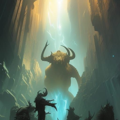 Dark Fantasy Horned Figure in 8K Resolution