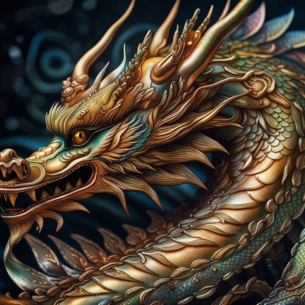 Golden asian dragon