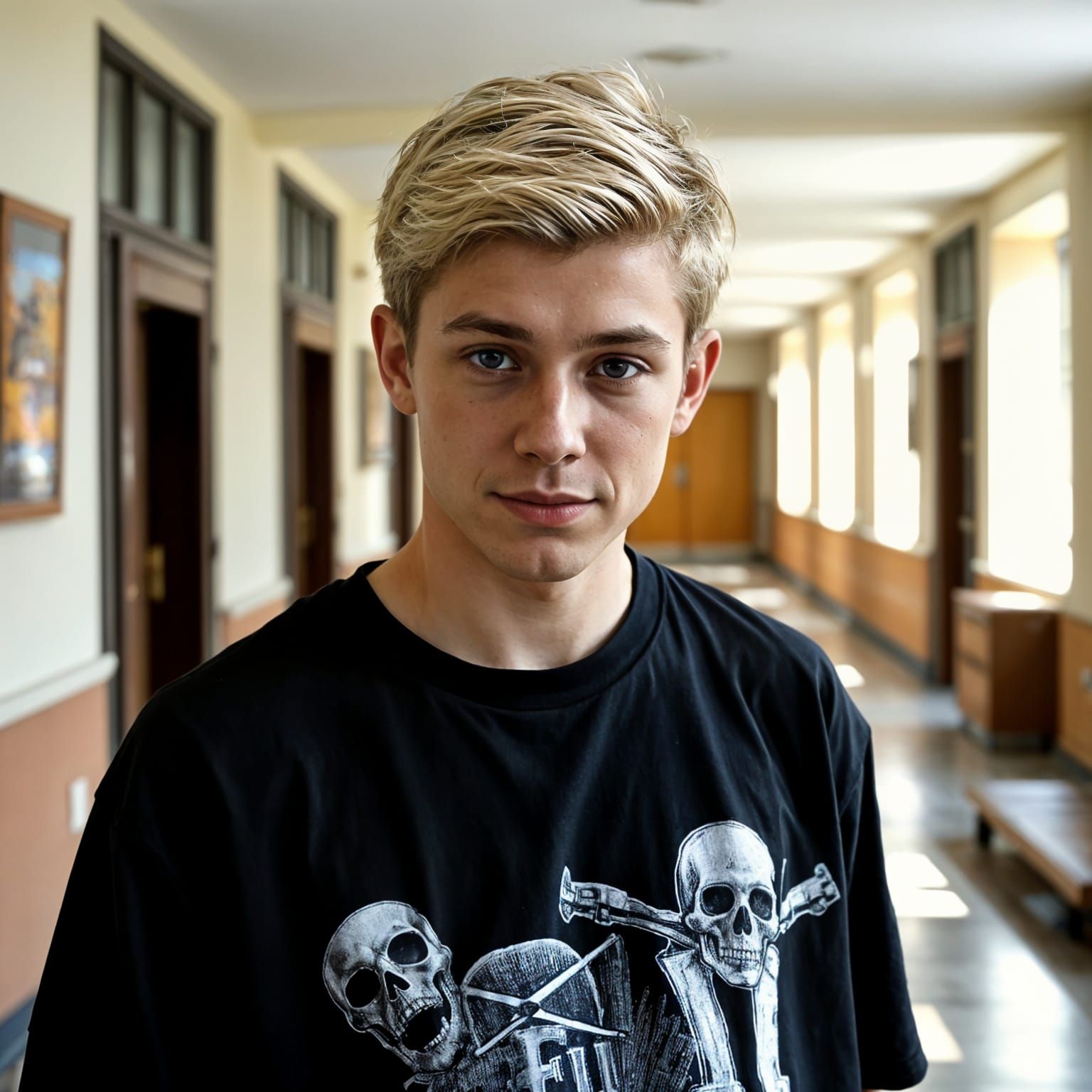 Casual University Student Captured in a Low-Resolution Portr...