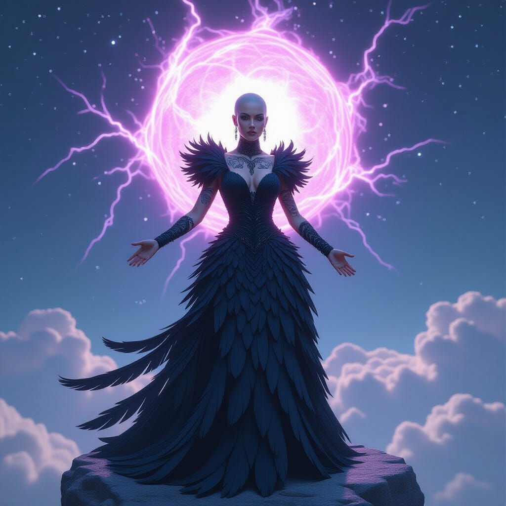 Tattooed Woman on Cosmic Stone