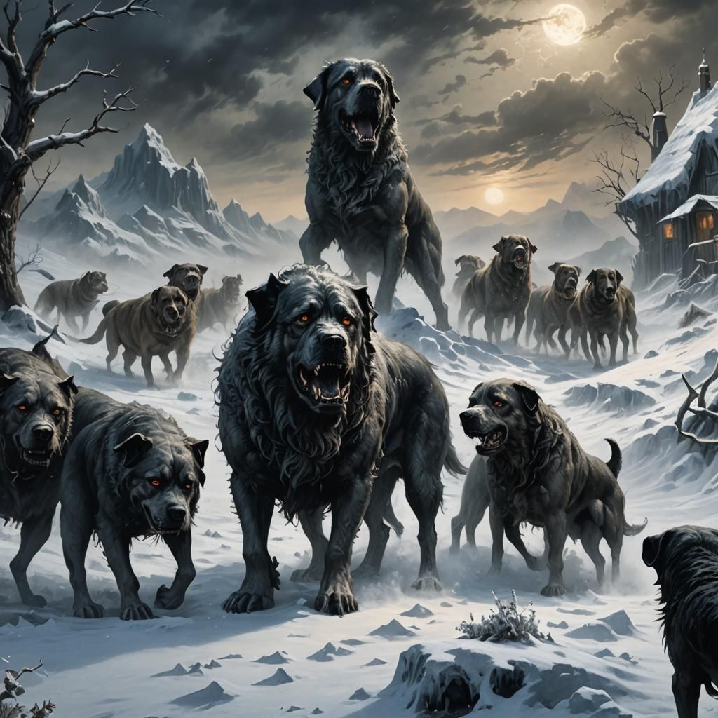 Eerie Dark Fantasy: Giant Dog Invades the North