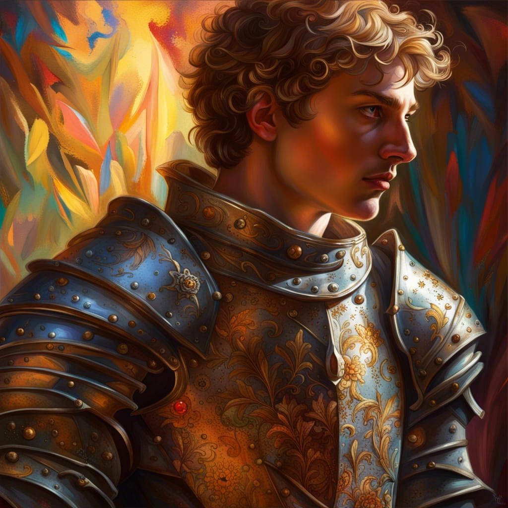 Young Knight in Elizabethan Era: Hyperrealistic Splash Art
