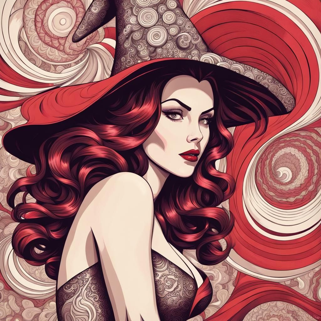 Scarlet Witch as Vintage Pinup with Fractals