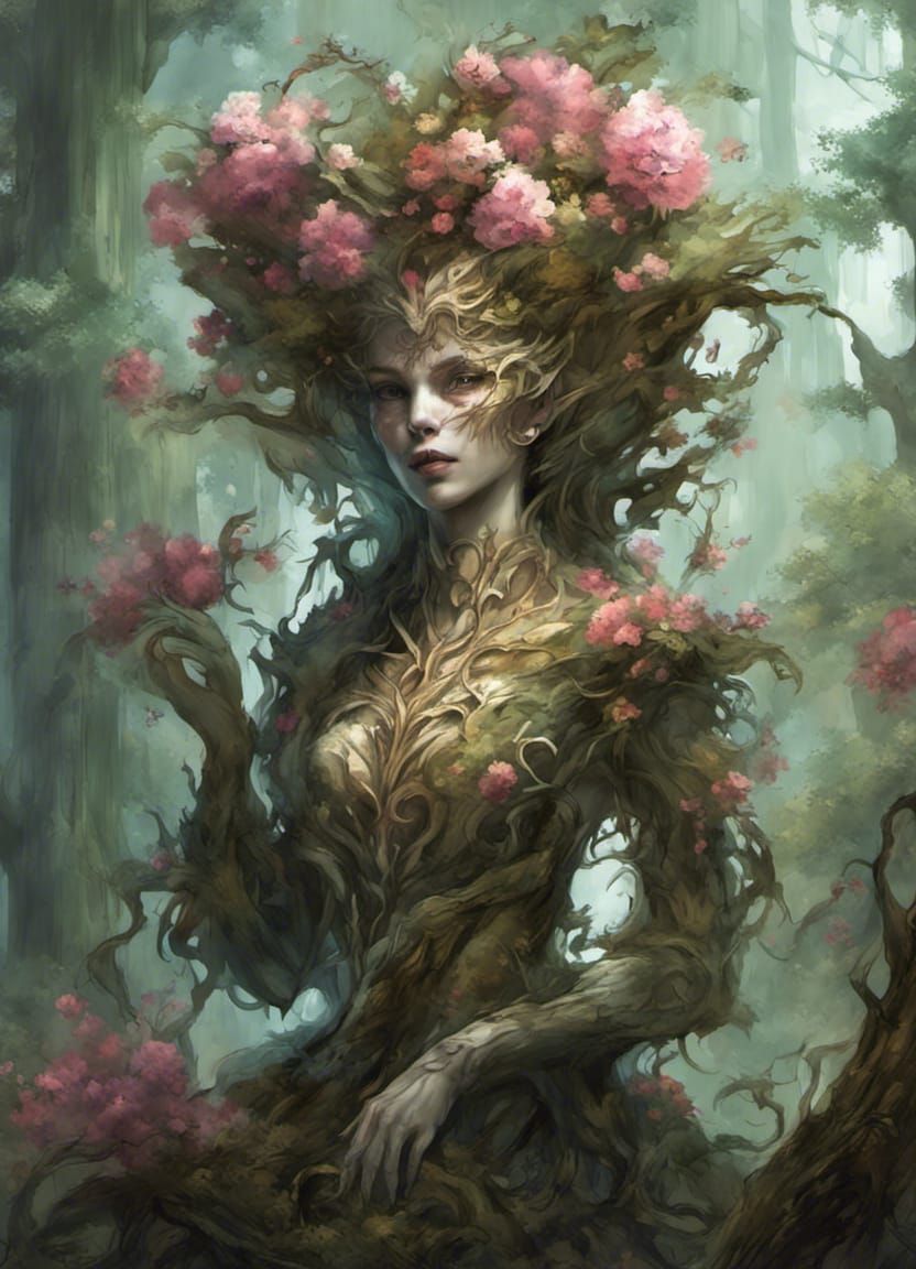 Surreal Biopunk Forest Goddess Mech Pilot