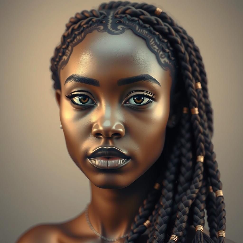 Elegant Portrait of Woman with Braid in Contemporary Style