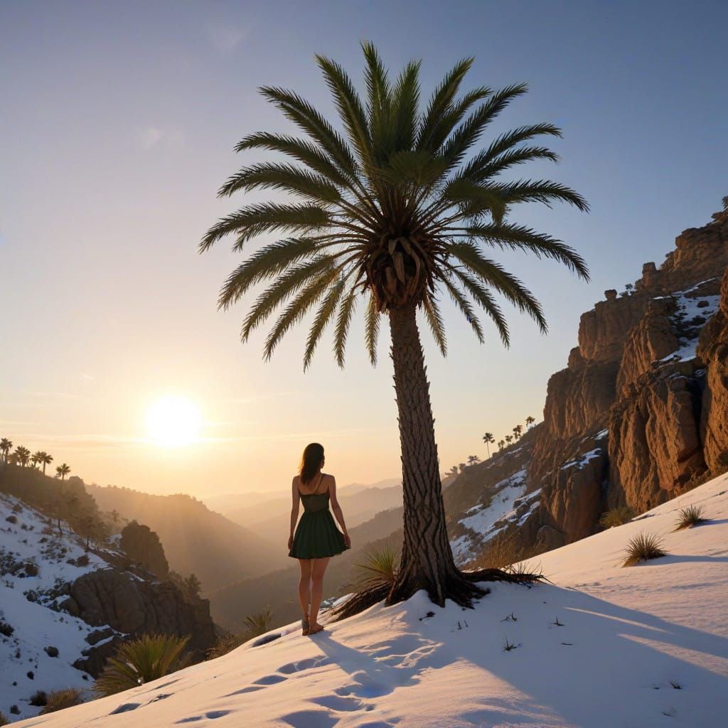 Palm tree in the snow