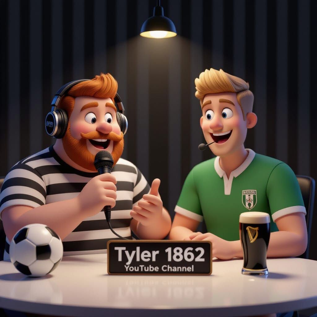 Podcast Duo in Vibrant Pixar-Style 3D Art