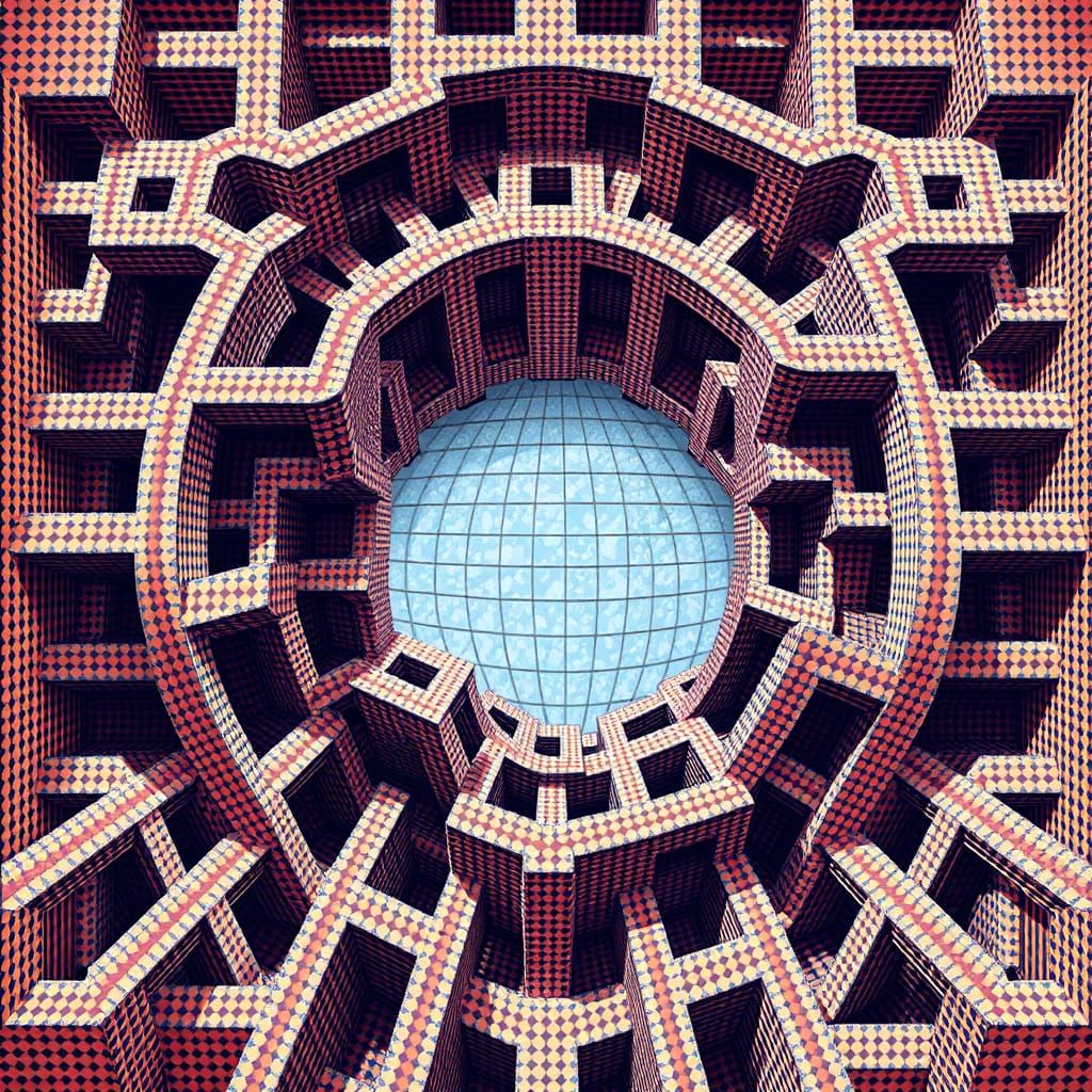 Escher-Inspired 3D Illusion Grid