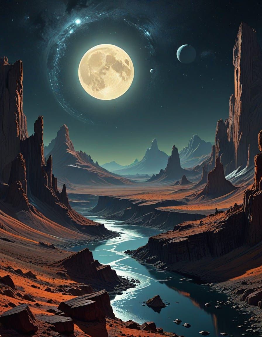 Classic Moonscape Space Art