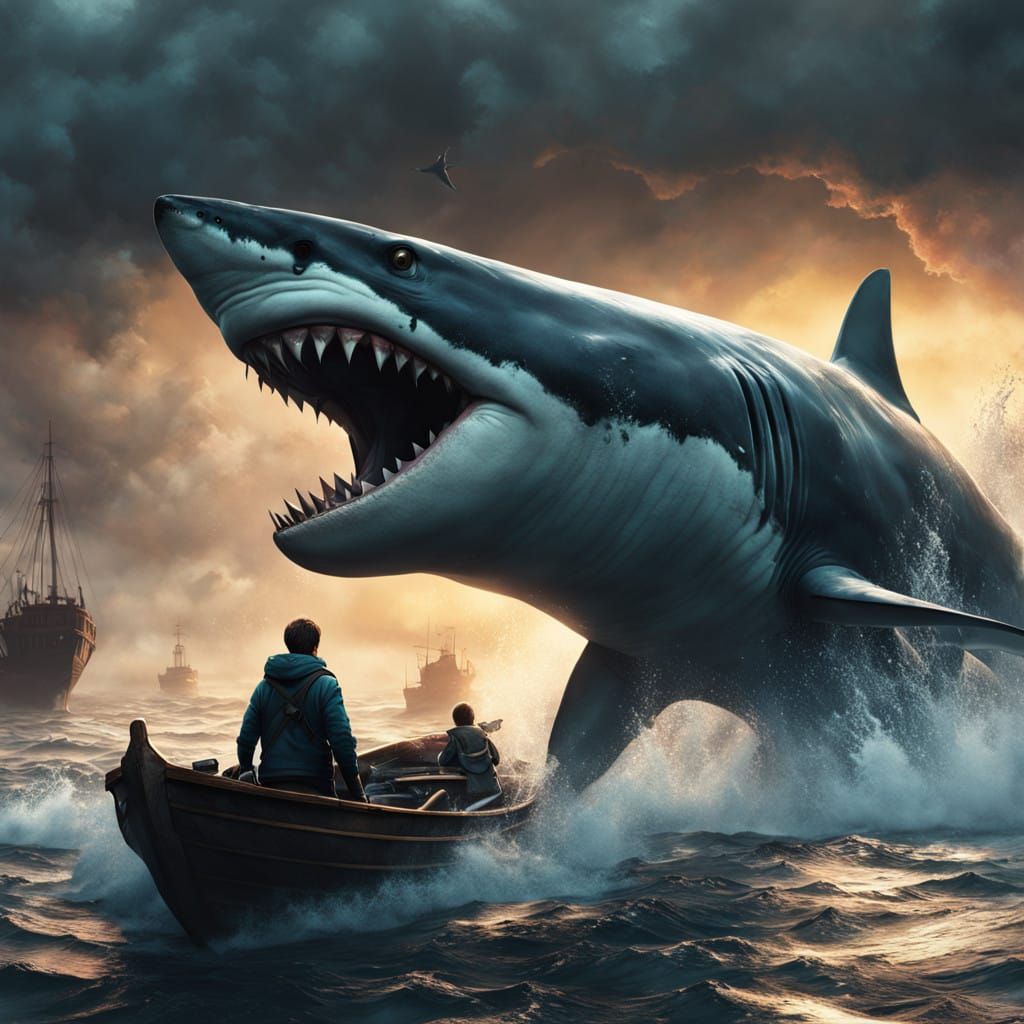 Megalodon's Fury: A Dark Ocean Encounter