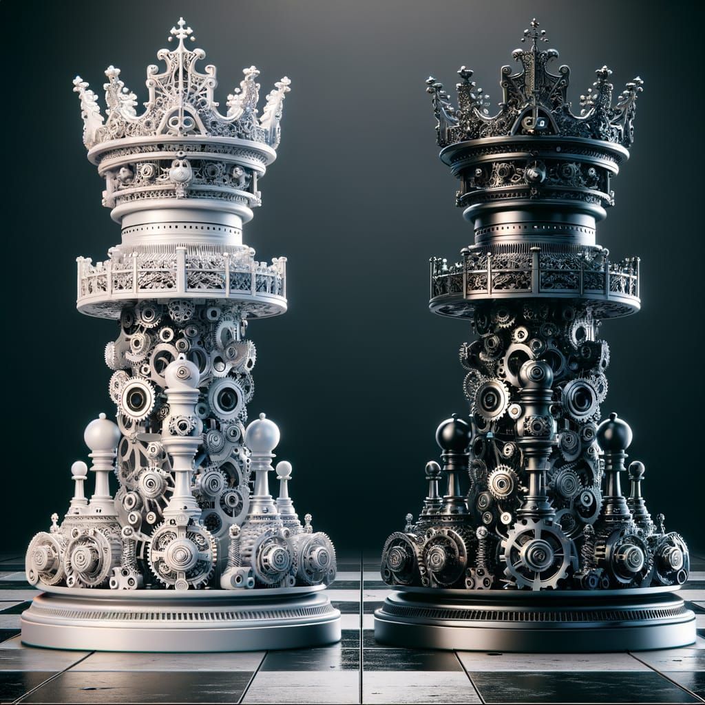 Chess Rooks as Fortified Towers in Sci-Fi Style