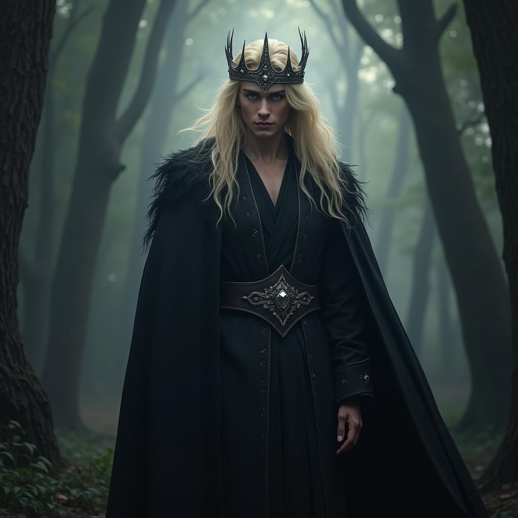 Fae Prince of Night in Hyperrealistic Fantasy Portrait