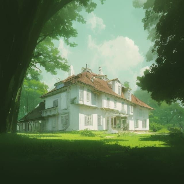 Dreamy Farmhouse on Green Island, Ghibli-Inspired