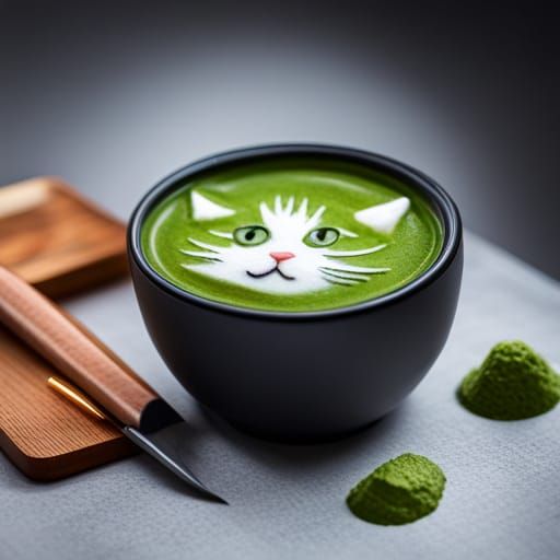 Matcha Cat Foam Art