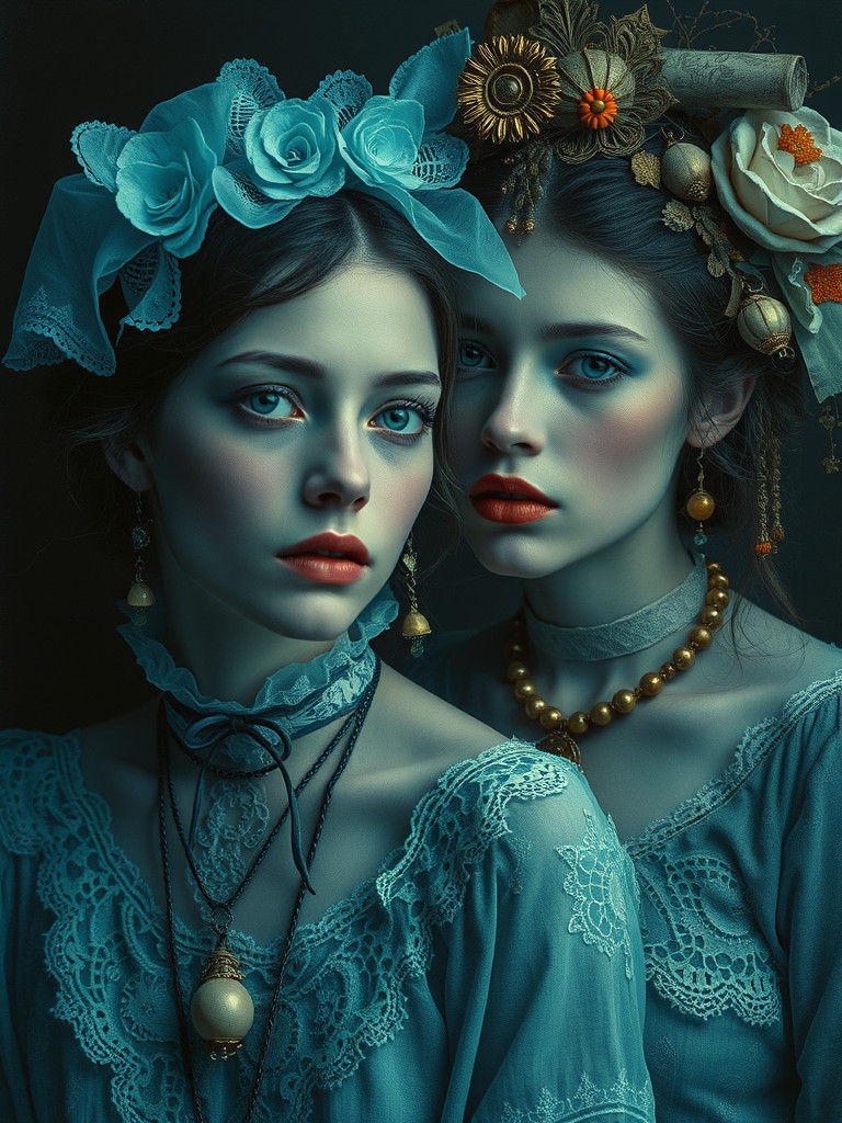Dreamy Surreal Portrait in Vintage Style