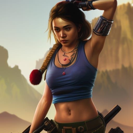 GTA 5 Style Character Portrait, Matte Painting