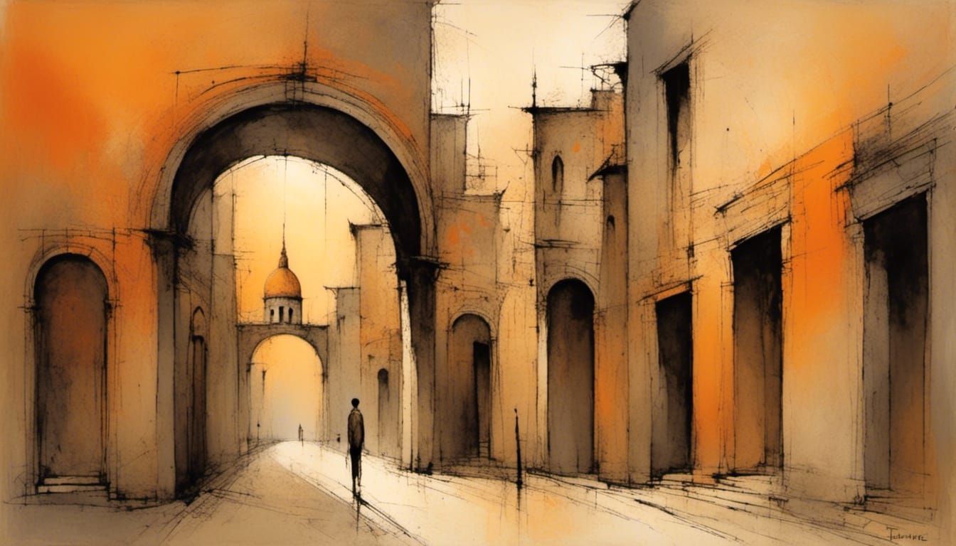 Ornate Arch to Old Town, Surrealist Style