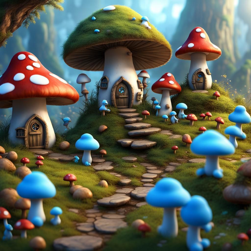 Enchanting Fairy Village with Mushroom Homes