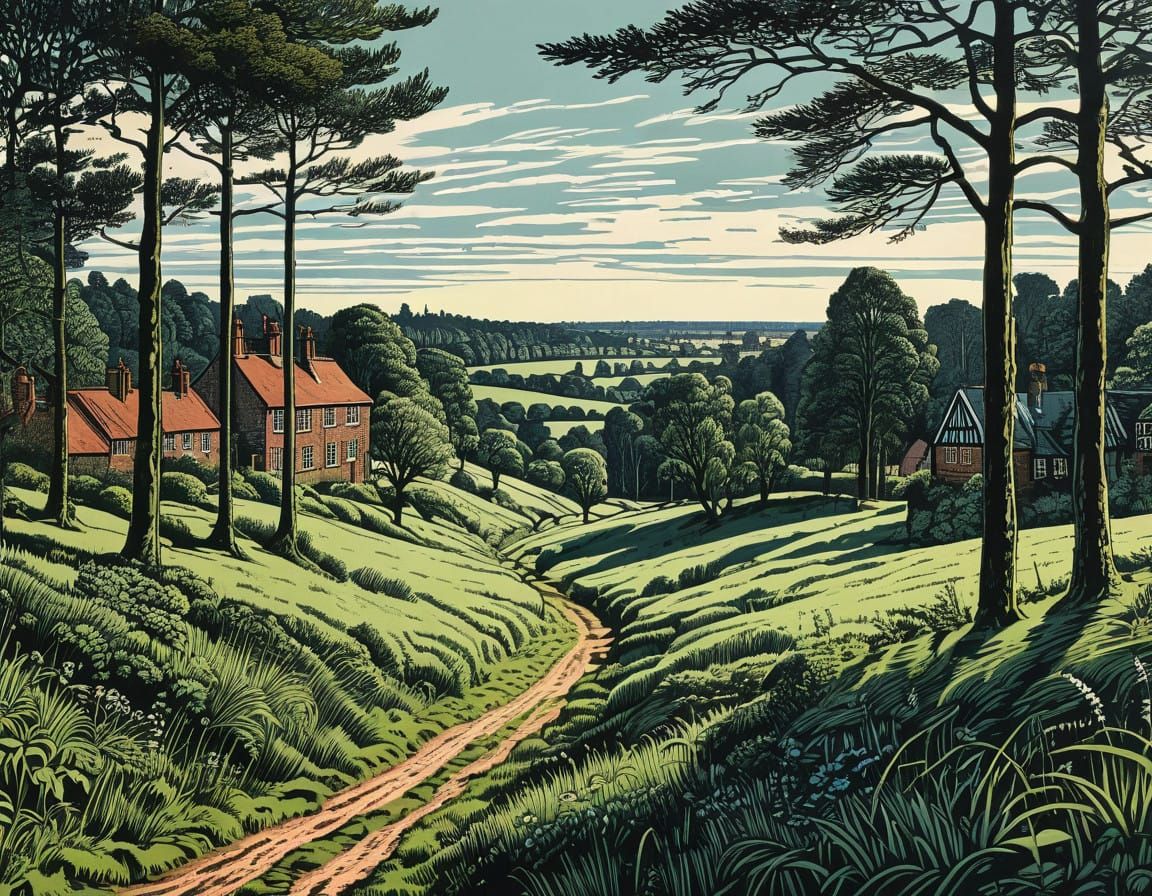 Rustic Village Scene in the Lüneburg Heath