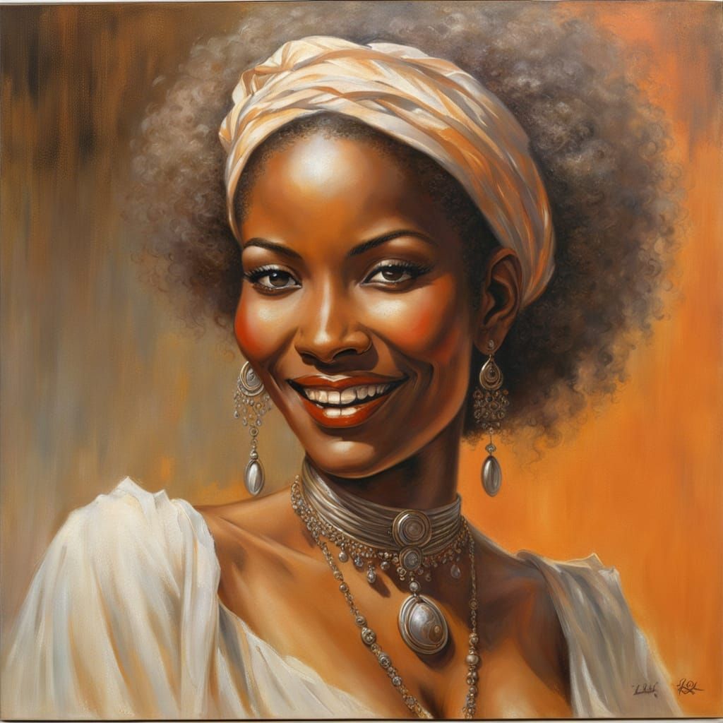 Impressionistic Portrait of a 1970s African American Woman