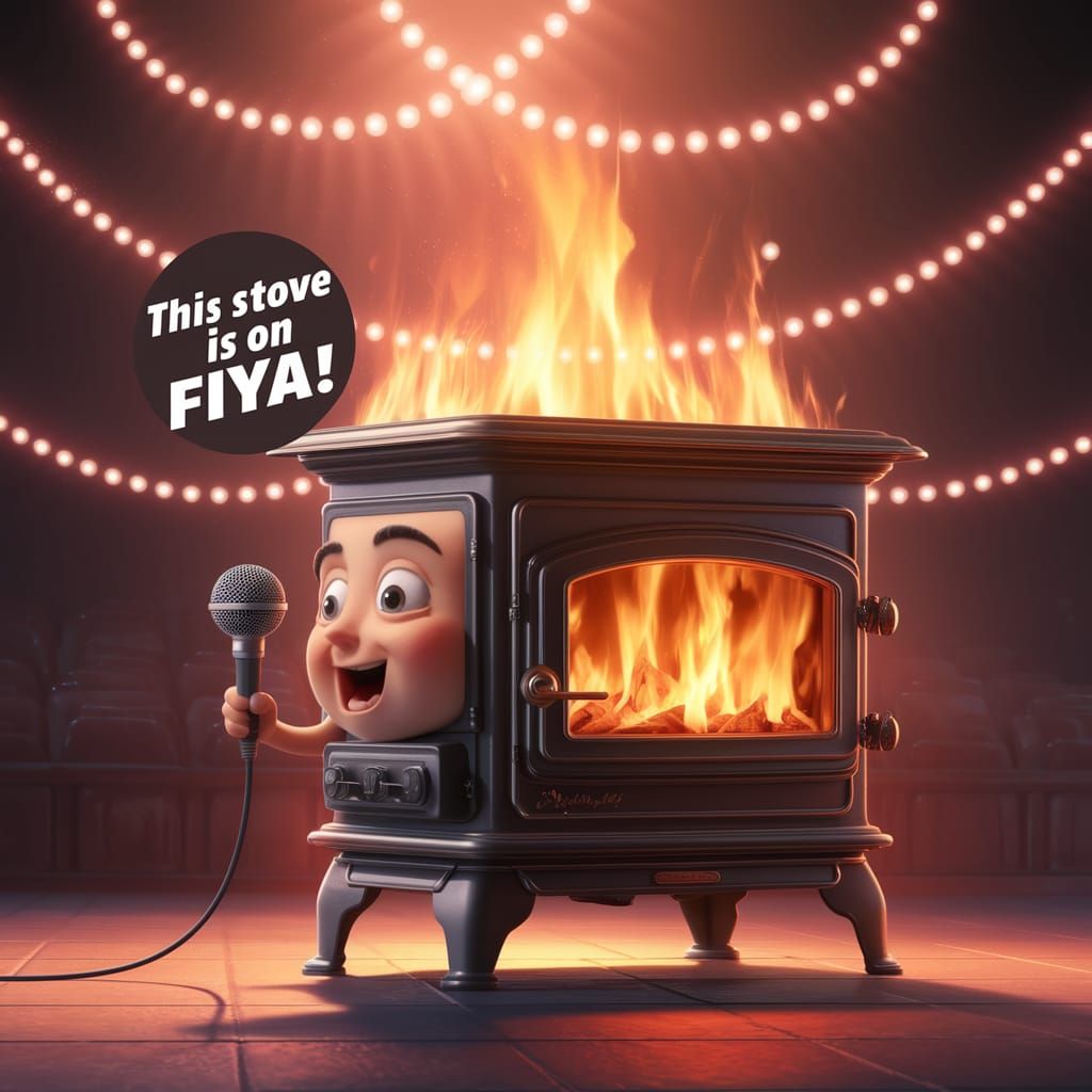 Vibrant Pixar-Style Stove Sings into Microphone under Disco ...