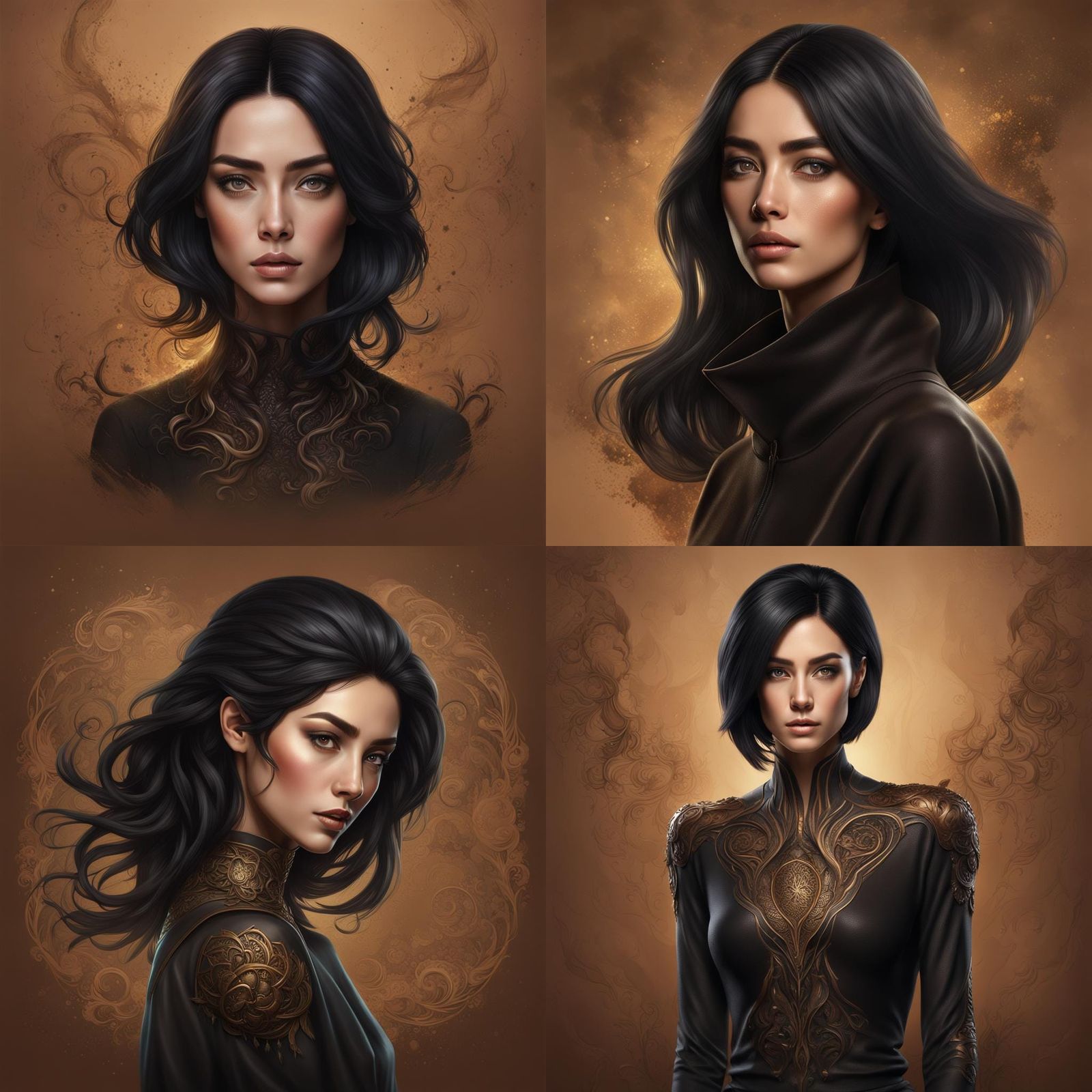 Portrait of a Woman with Long Black Hair